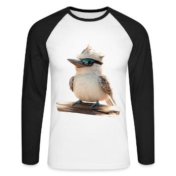 Kookaburra Jägerliest Lachender Hans Süßer Vogel - Unisex Baseballshirt langarm - Weiß/Schwarz - Vorne - Nik (191cm)