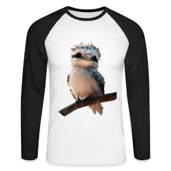 Kookaburra Jägerliest Lachender Hans Süßer Vogel - Unisex Baseballshirt langarm - Weiß/Schwarz - Vorne - Nik (191cm)