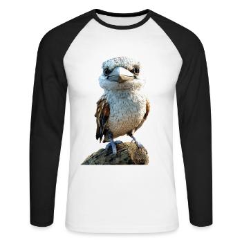 Kookaburra Jägerliest Lachender Hans Süßer Vogel - Unisex Baseballshirt langarm - Weiß/Schwarz - Vorne - Nik (191cm)