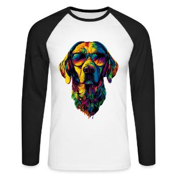 Labrador Retriever Chien Amour Jeunes Labradors mignons - T-shirt baseball manches longues Homme - blanc/noir - Devant - Nik (191cm)