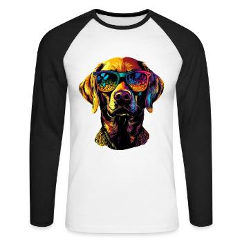 Labrador Retriever Chien Amour Jeunes Labradors mignons - T-shirt baseball manches longues Homme - blanc/noir - Devant - Nik (191cm)