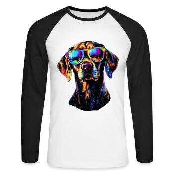 Labrador Retriever Chien Amour Jeunes Labradors mignons - T-shirt baseball manches longues Homme - blanc/noir - Devant - Nik (191cm)