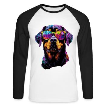 Les chiens Rottweiler aiment les fiers amateurs de rottweiler - T-shirt baseball manches longues Homme - blanc/noir - Devant - Nik (191cm)