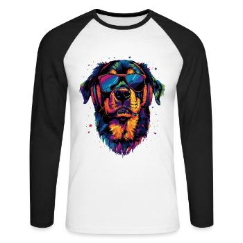 Les chiens Rottweiler aiment les fiers amateurs de rottweiler - T-shirt baseball manches longues Homme - blanc/noir - Devant - Nik (191cm)