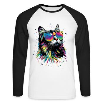 Persian Cat Persian Cat Persian Cat Cute Cats - Unisex Long Sleeve Baseball T-Shirt - white/black - Front - Nik (191cm)