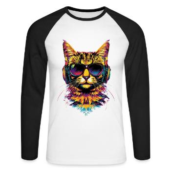 Savannah Cat Cat Mom Cute Serval Leopard Cats - Unisex Long Sleeve Baseball T-Shirt - white/black - Front - Nik (191cm)