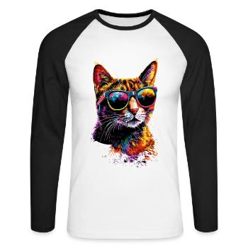 Savannah Cat Cat Mom Cute Serval Leopard Cats - Unisex Long Sleeve Baseball T-Shirt - white/black - Front - Nik (191cm)
