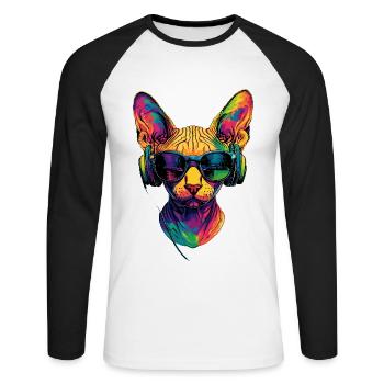 Savannah Cat Cat Mom Cute Serval Leopard Cats - Unisex Long Sleeve Baseball T-Shirt - white/black - Front - Nik (191cm)