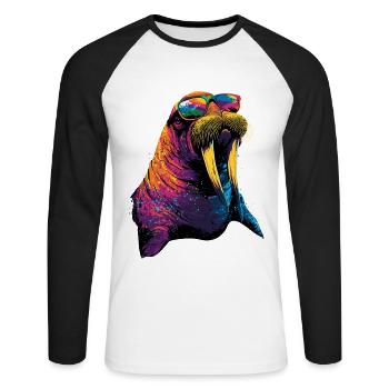 Walrus, tusks, seal, wild Pacific walruses - Unisex Long Sleeve Baseball T-Shirt - white/black - Front - Nik (191cm)