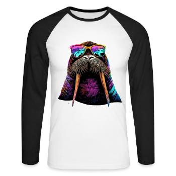Walrus, tusks, seal, wild Pacific walruses - Unisex Long Sleeve Baseball T-Shirt - white/black - Front - Nik (191cm)