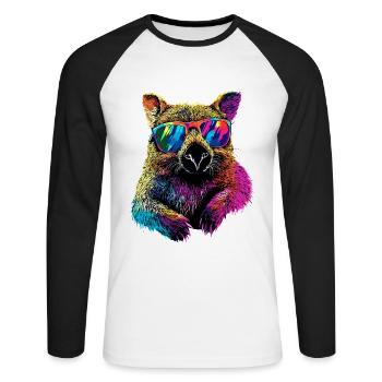 Wombat Australien Beuteltier Süßer Wombat - Unisex Baseballshirt langarm - Weiß/Schwarz - Vorne - Nik (191cm)