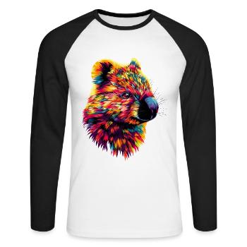 Wombat Australien Beuteltier Süßer Wombat - Unisex Baseballshirt langarm - Weiß/Schwarz - Vorne - Nik (191cm)