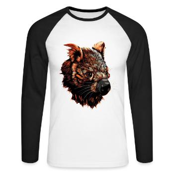 Wombat Australien Beuteltier Süßer Wombat - Unisex Baseballshirt langarm - Weiß/Schwarz - Vorne - Nik (191cm)