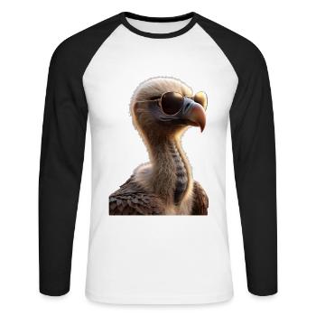 Vautour Oiseau de proie Vautour Vautour mignon Vautour - T-shirt baseball manches longues Homme - blanc/noir - Devant - Nik (191cm)