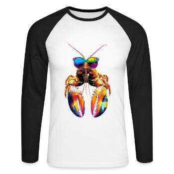 Hummer Krebstiere Großkrebs Lobster Süßer Hummer - Unisex Baseballshirt langarm - Weiß/Schwarz - Vorne - Nik (191cm)