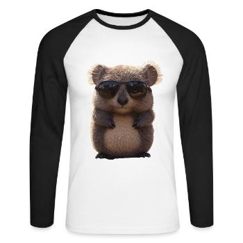 Wombat Australien Beuteltier Süßer Wombat - Unisex Baseballshirt langarm - Weiß/Schwarz - Vorne - Nik (191cm)
