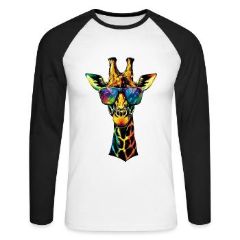 Girafe Afrique Amour Safari Nature sauvage Girafes mignonnes - T-shirt baseball manches longues Homme - blanc/noir - Devant - Nik (191cm)