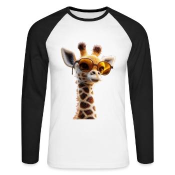 Girafe Afrique Amour Safari Nature sauvage Girafes mignonnes - T-shirt baseball manches longues Homme - blanc/noir - Devant - Nik (191cm)