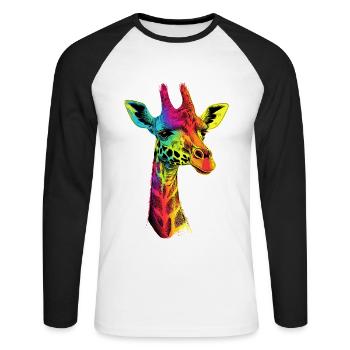 Girafe Afrique Amour Safari Nature sauvage Girafes mignonnes - T-shirt baseball manches longues Homme - blanc/noir - Devant - Nik (191cm)