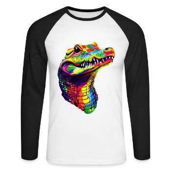 Crocodile Alligator Reptile Crocodile Love Crocodiles - T-shirt baseball manches longues Homme - blanc/noir - Devant - Nik (191cm)
