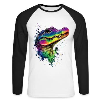 Crocodile Alligator Reptile Crocodile Love Crocodiles - T-shirt baseball manches longues Homme - blanc/noir - Devant - Nik (191cm)