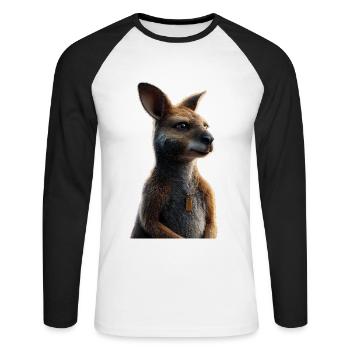 Wallaby Australia Outback Wild Sweet Kangaroo - Unisex Long Sleeve Baseball T-Shirt - white/black - Front - Nik (191cm)