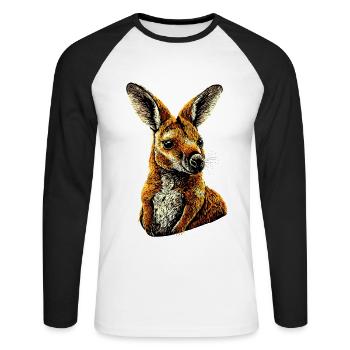 Wallaby Australie Outback Kangourou doux sauvage - T-shirt baseball manches longues Homme - blanc/noir - Devant - Nik (191cm)