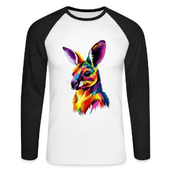 Wallaby Australie Outback Kangourou doux sauvage - T-shirt baseball manches longues Homme - blanc/noir - Devant - Nik (191cm)