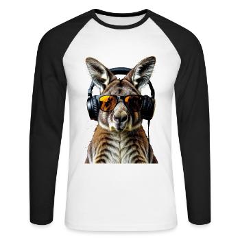 Wallaby Australie Outback Kangourou doux sauvage - T-shirt baseball manches longues Homme - blanc/noir - Devant - Nik (191cm)