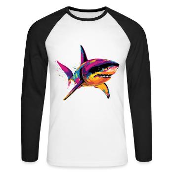 requin requin tigre requin plongeur requins mignons grand requin blanc - T-shirt baseball manches longues Homme - blanc/noir - Devant - Nik (191cm)