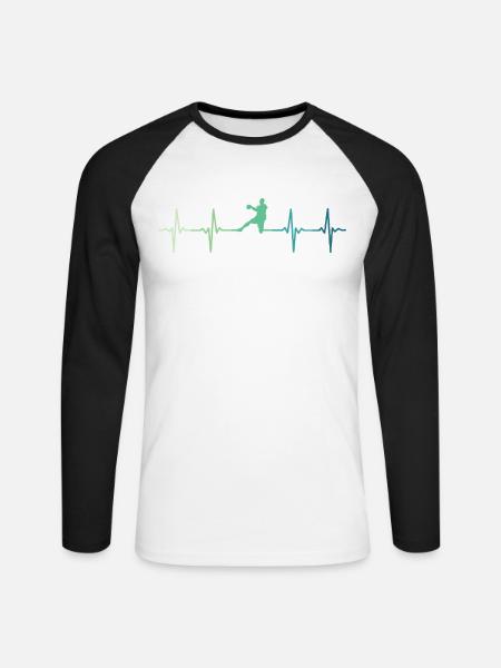 Handball, Herzschlag, Handball - Unisex Baseballshirt langarm - Weiß/Schwarz