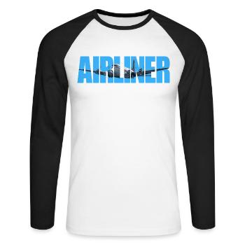 Avion de ligne DC-4 - T-shirt baseball manches longues Homme - blanc/noir - Devant - Nik (191cm)