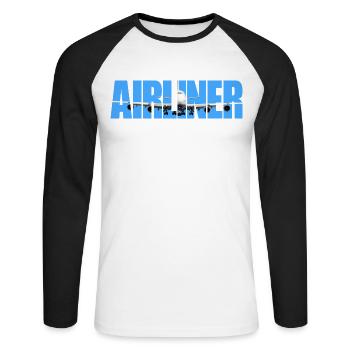 Airliner Jumbo Jet - Unisex Long Sleeve Baseball T-Shirt - white/black - Front - Nik (191cm)