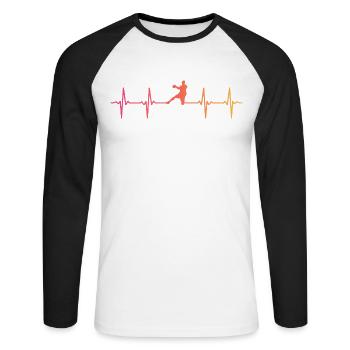 Handball Sunset Heartbeat Handballer - Unisex Long Sleeve Baseball T-Shirt - white/black - Front - Nik (191cm)