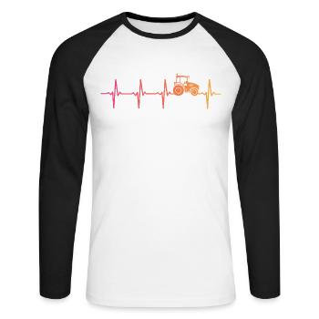 Traktor-Sonnenuntergangs-Herzschlag-Bauer - Unisex Baseballshirt langarm - Weiß/Schwarz - Vorne - Nik (191cm)