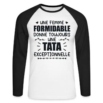 Une Femme Formidable Donne Une Tata Exceptionnelle - T-shirt baseball manches longues Homme - blanc/noir - Devant - Nik (191cm)