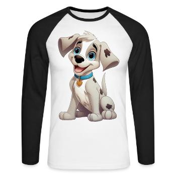 Hund Hündchen Hundeliebhaber Tier Cartoon Comic - Unisex Baseballshirt langarm - Weiß/Schwarz - Vorne - Nik (191cm)
