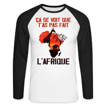 Ca se voit que t'as pas fait l'Afrique - T-shirt baseball manches longues Homme - blanc/noir - Devant - Nik (191cm)