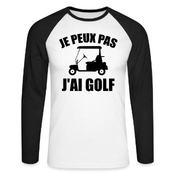 Je Peux Pas J'ai Golf - T-shirt baseball manches longues Homme - blanc/noir - Devant - Nik (191cm)
