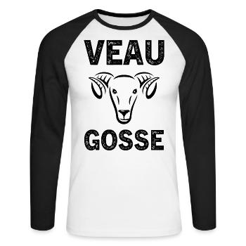 veau gosse - T-shirt baseball manches longues Homme - blanc/noir - Devant - Nik (191cm)