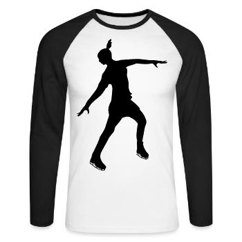 Grazie auf dem Eis: Eiskunstlauf in Perfektion - Unisex Baseballshirt langarm - Weiß/Schwarz - Vorne - Nik (191cm)