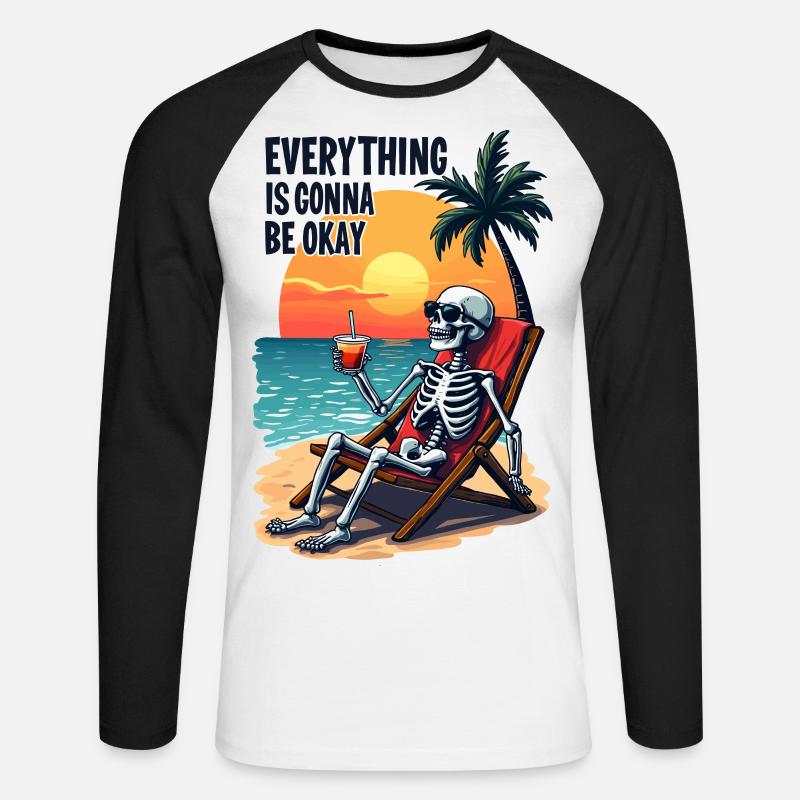 Alles wird gut - Unisex Baseballshirt langarm - Weiß/Schwarz