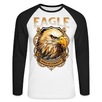 Tête d’aigle Or Oiseau de proie Oiseau Nature animale - T-shirt baseball manches longues Homme - blanc/noir - Devant - Nik (191cm)