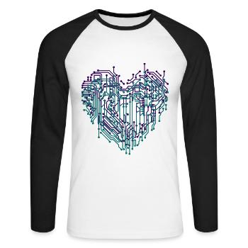 Heart electronic digital heart - Unisex Long Sleeve Baseball T-Shirt - white/black - Front - Nik (191cm)