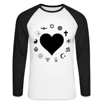 Religion - Wir sind alle gleich! - Unisex Baseballshirt langarm - Weiß/Schwarz - Vorne - Nik (191cm)