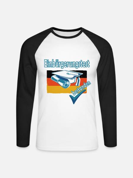 Integrationskurs Deutsch Einbürgerung Geschenk - Unisex Baseballshirt langarm - Weiß/Schwarz