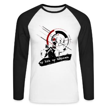 Trash Polka - my life, my decisions - Unisex Long Sleeve Baseball T-Shirt - white/black - Front - Nik (191cm)