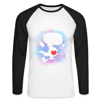 Pregosaurus Pregnancy Announcement - Unisex Long Sleeve Baseball T-Shirt - white/black - Front - Nik (191cm)