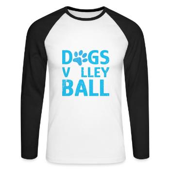 I like Dogs Volleyball and 3 People - T-shirt baseball manches longues Homme - blanc/noir - Devant - Nik (191cm)