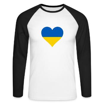 Ukraine drapeau ukrainien drapeau - T-shirt baseball manches longues Homme - blanc/noir - Devant - Nik (191cm)